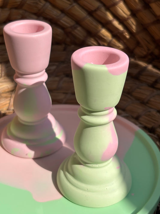 Świecznik Lumiere - Jasnozielony-różowy