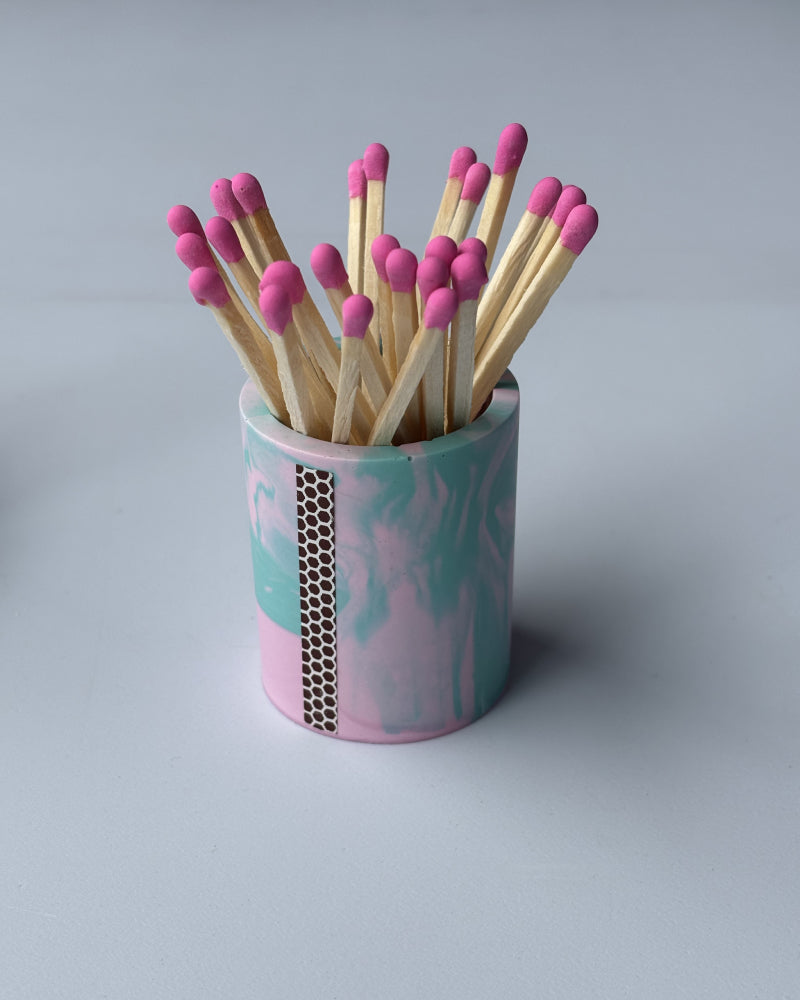 Pojemnik na zapałki - Akwamaryna-róż