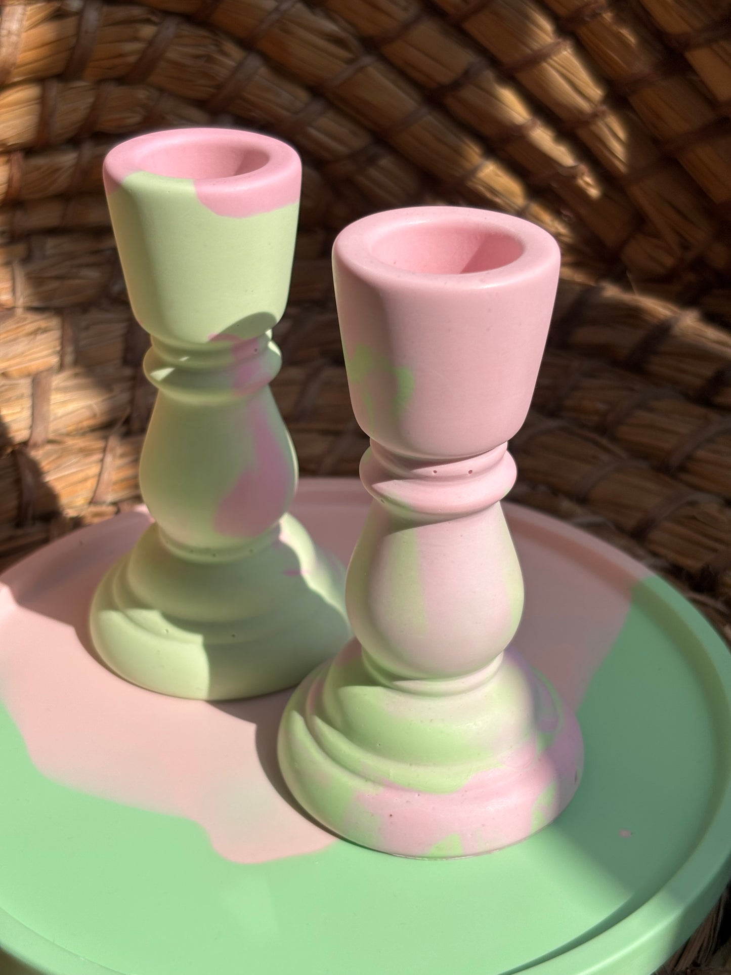 Taca dekoracyjna mała - Jasnozielony-różowy