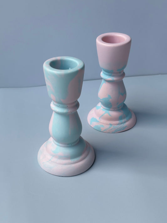 Świecznik Lumiere niebiesko-różowy