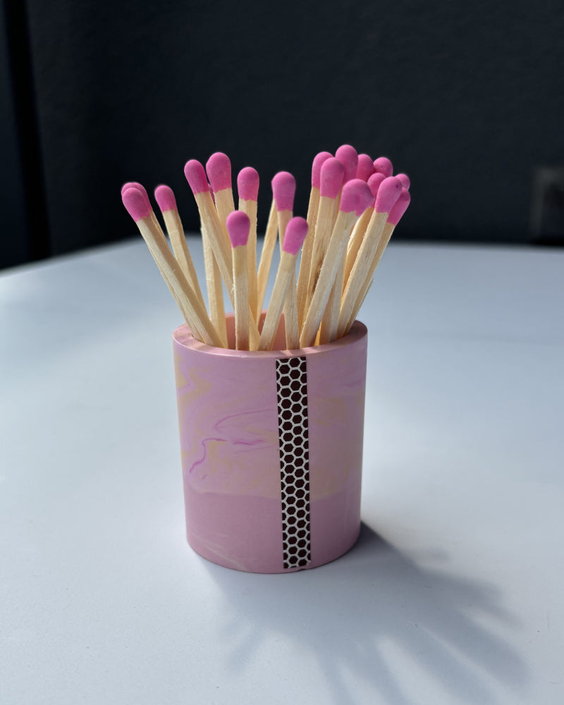 Pojemnik na zapałki - Różowy-żółty