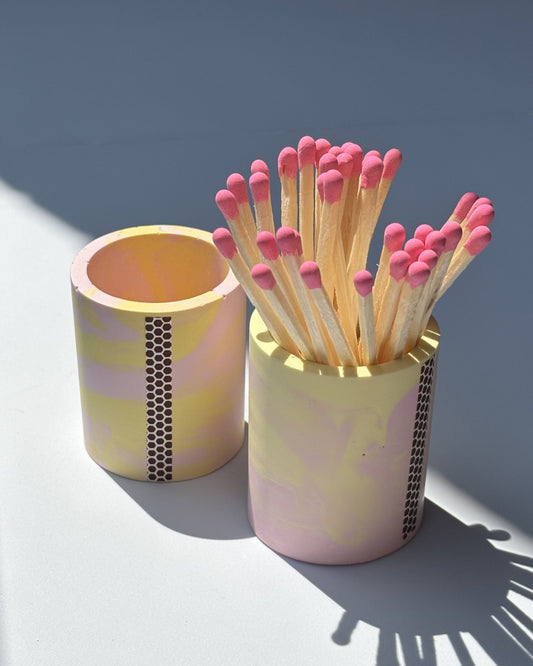 Pojemnik na zapałki - Żółto-różowy