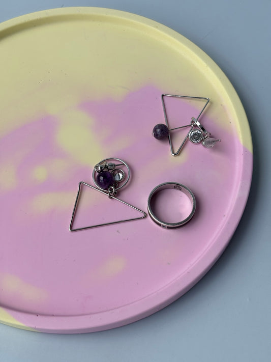 Taca dekoracyjna mała - Różowy-żółty