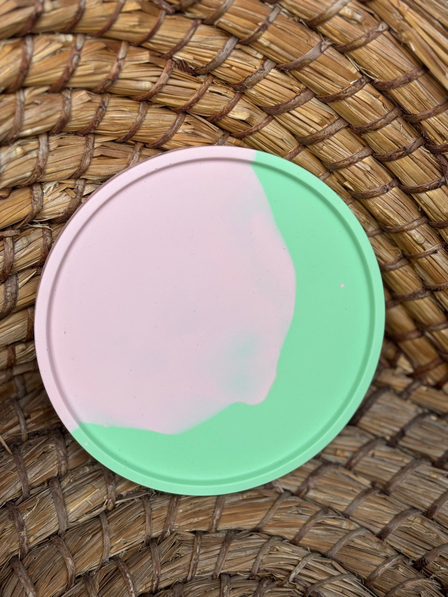 Taca dekoracyjna mała - Jasnozielony-różowy