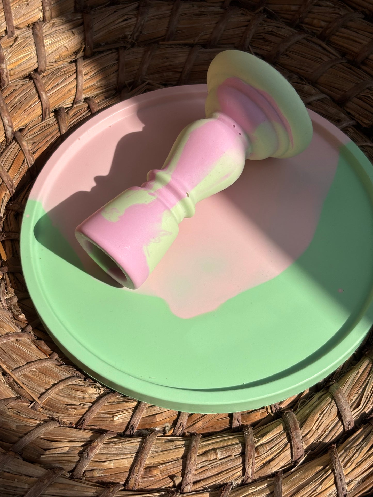 Taca dekoracyjna mała - Jasnozielony-różowy