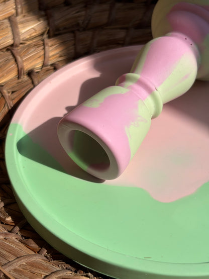 Taca dekoracyjna mała - Jasnozielony-różowy